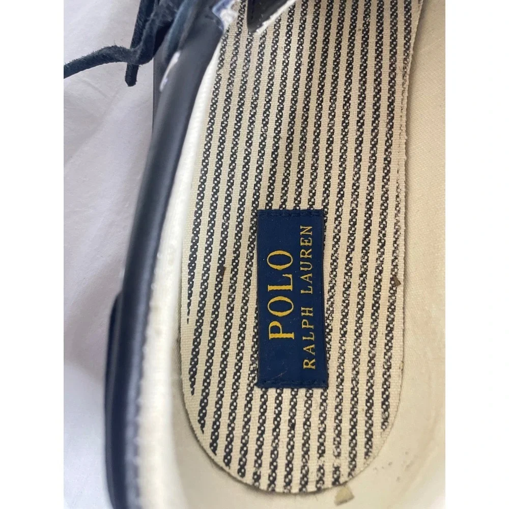 Polo Ralph Lauren Sander Black Leather Boat Shoes Mens Size 12D